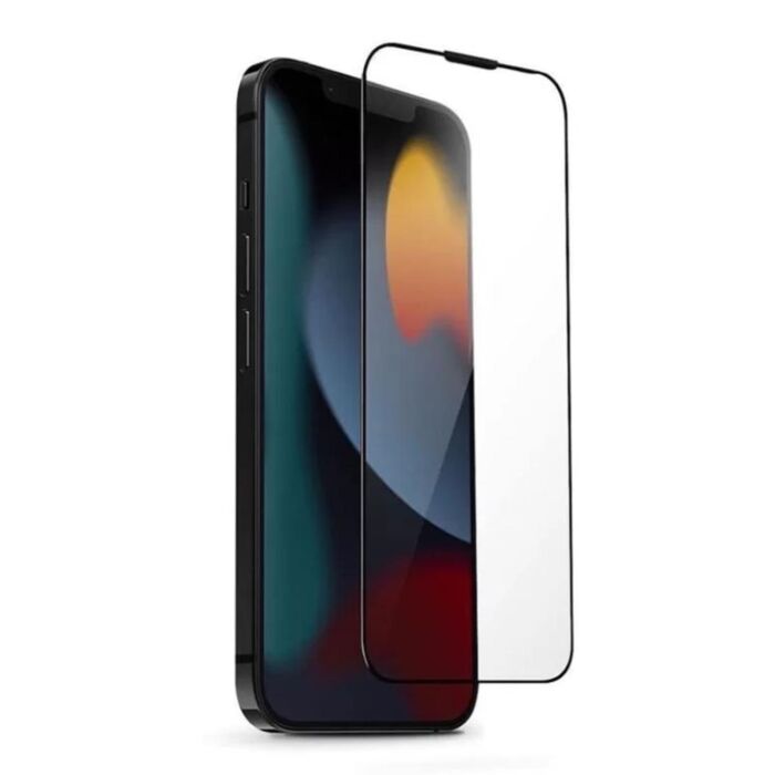Uniq Optix Vivid Pro Full Cover Tempered Glass for iPhone 14 Pro with tray – Clear/Black
