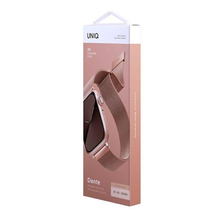 UNIQ DANTE Apple Watch Series 1-8 SE/SE2 Mesh Steel Strap 41/40/38 MM – (Rose Gold)