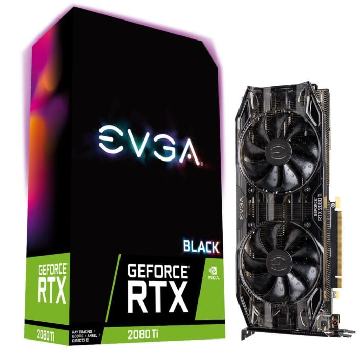 EVGA GeForce RTX 2080 Ti BLACK EDITION GAMING, 11G-P4-2281-KR, 11GB GDDR6, Dual HDB Fans & RGB LED
