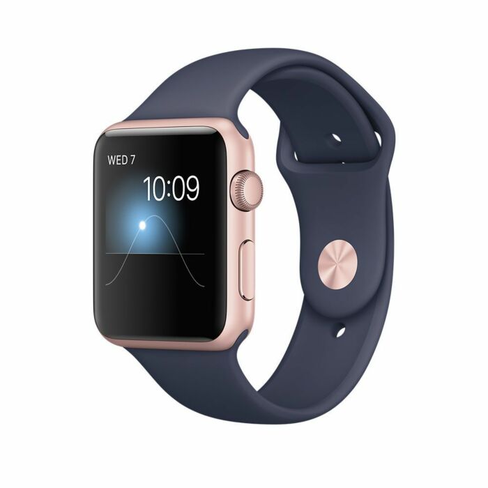 Apple iWatch MNPL2 Series 2 42mm Rose Gold Aluminum Case with Midnight Blue Sport Band
