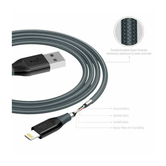 Tronsmart LTA14 Double Braided Nylon Lightning Cable (4ft/1.2m) – Dark Grey