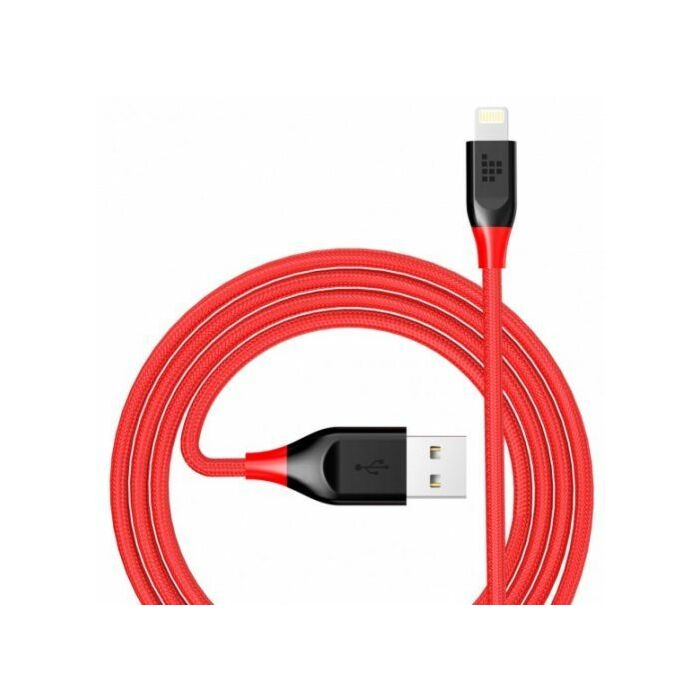 Tronsmart LTA12 Double Braided Lightning Cable MFi Certified 1.2 M / 4 Feet Length – Red cable with Black plug