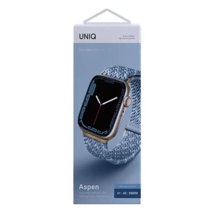 UNIQ Aspen Designer Edition Braided Apple Watch Strap Series 1-8 SE/SE2 41/40/38mm – Cerulean Blue