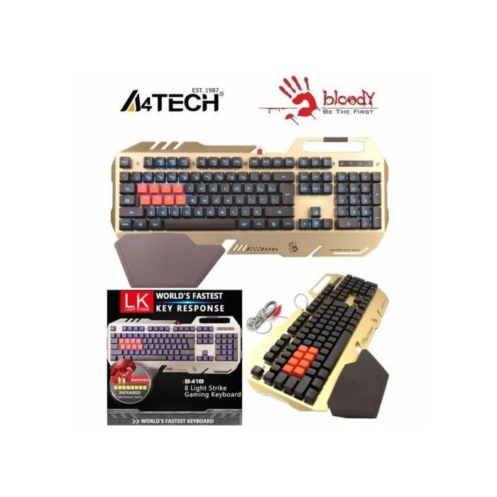 A4Tech B418 Light Strike Bloody Mechanical Gaming Keyboard (Golden)