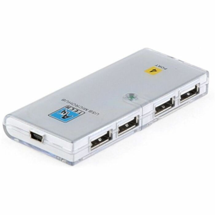 A4TECH HUB-54 4 Port 2.0 USB Card Reader Support P&P and Remove Peripherals Anytime (Silver)