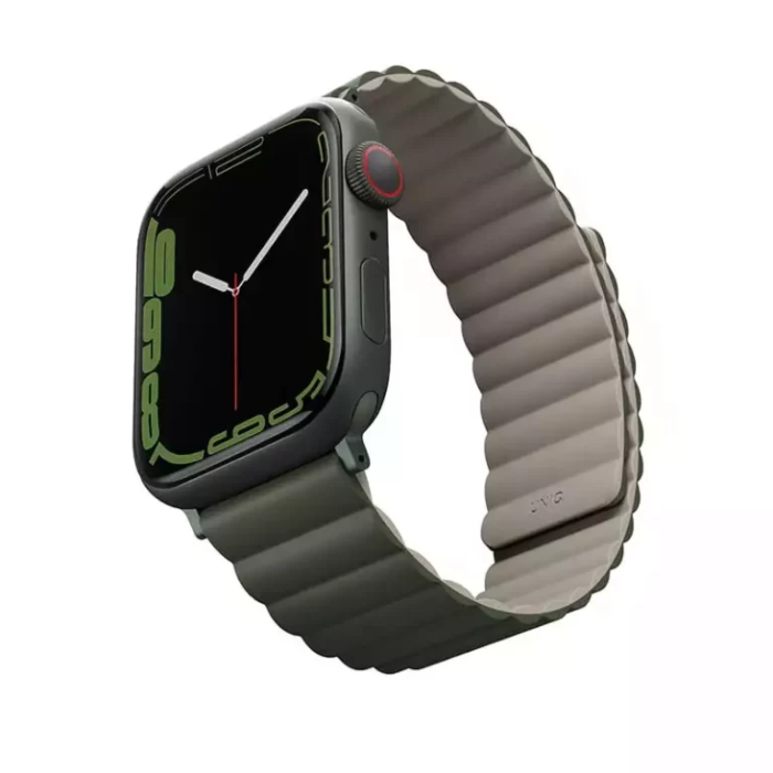 UNIQ Revix Reversible Magnetic Apple Watch Strap Series 1-8 SE/SE2 49/45/44/42MM – Pine (Green/Taupe)