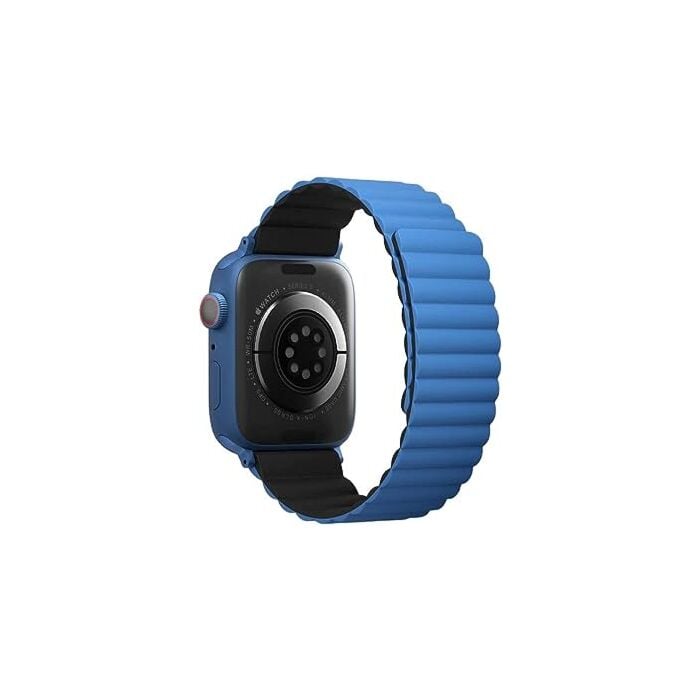 UNIQ Revix Reversible Magnetic Apple Watch Strap for Series 1-8 SE/SE2 49/45/44/42MM – Caspian (Blue/Black)