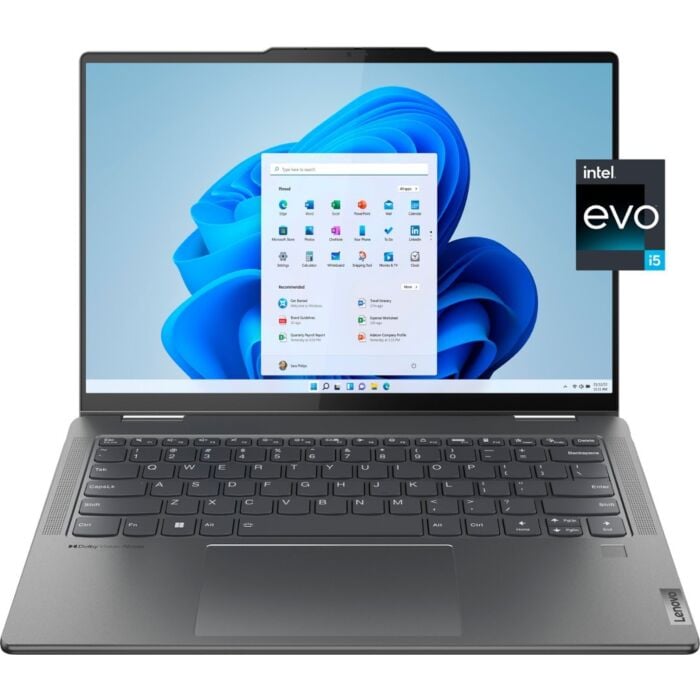 Lenovo Yoga 7 14 - Raptor Lake - 13th Gen Core i5 1335u Deca-Core Processor 8-GB 512GB SSD Intel Iris Xe Graphics 14" 2.2K IPS 60Hz DolbyVision Touchscreen Convertible Display Backlit KB FP Reader TPM2.0 W11 (Storm Grey)