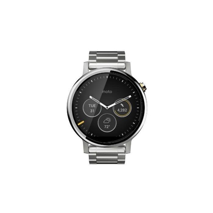 Motorola 360 Men's Smartwatch 46mm Silver with Metal Band