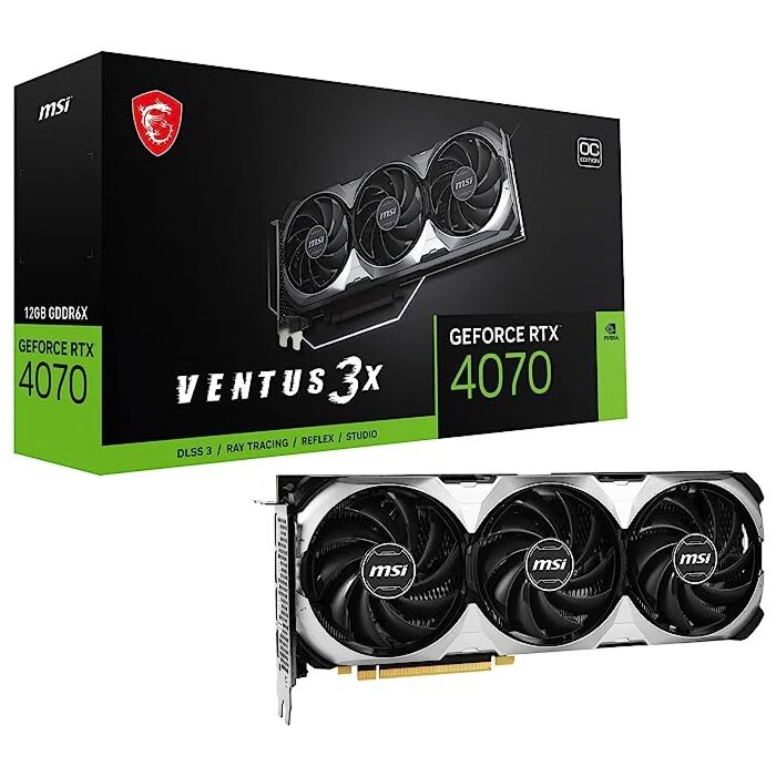 MSI Gaming GeForce RTX 4070 12GB GDRR6X 192-Bit HDMI/DP Nvlink TORX Fan 4.0 Ada Lovelace Architecture Graphics Card (RTX 4070 Ventus 3X 12G OC)