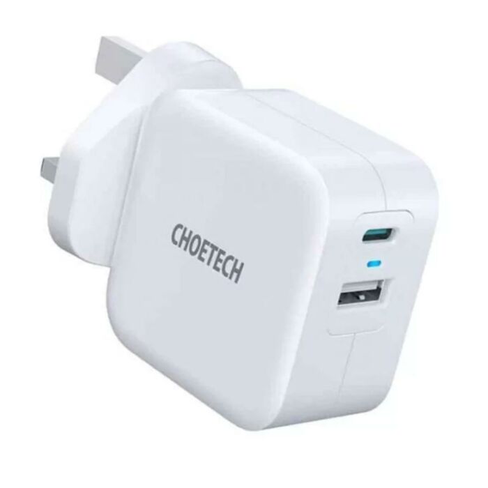 CHOETECH 38W PD Dual Ports Fast Charger UK – White (PD5002)