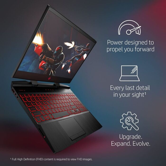 HP OMEN 15 DC1025 GAMING - 9th Gen Ci7 HexaCore Coffee Lake Processor 12GB 1-TB HDD + 512GB SSD 6-GB Nvidia GeForce RTX2060 GDDR6 15.6" Full HD IPS MicroEdge 60Hz LED 2-Zones Red Backlit KB W10 B&O Play (Shadow Black)