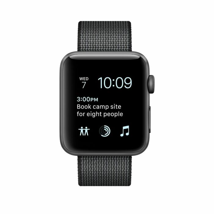 Apple iWatch MP072 Series 2 42mm Grey Woven Nylon Case with Black Sport Band Space Grey Aluminum