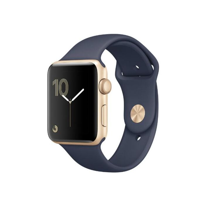 Apple iWatch MQ152 Series 2 42mm Gold Aluminum Case Midnight Blue Sport Band