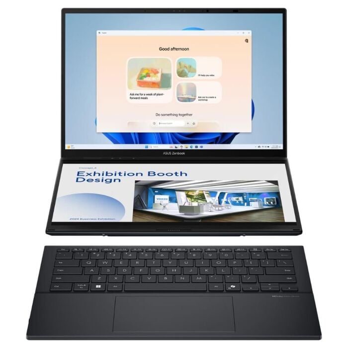 Asus Zenbook Duo UX8406CA - Intel Core Ultra 9 285H Processor 32-GB 1-TB SSD Intel Arc Graphics 14" WUXGA 3K OLED Touchscreen (Dual Screen) Display Backlit KB W11 (Inkwell Grey, Digital pen included, NEW)