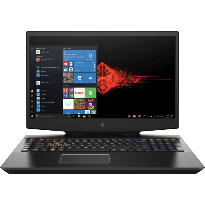 HP Omen 17 CB0030nr - 9th Gen Ci7 Hexacore Processor 16GB 1TB HDD + 256GB SSD 6-GB NVIDIA GeForce RTX2060 GDDR6 17.3" Full HD IPS Edge to Edge 60Hz LED B&O Play 4-Zones RGB Backlit KB W10 (Shadow Black - Sandblasted Hairline Finish)
