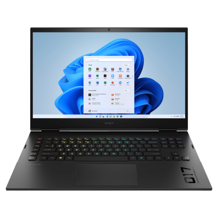 HP OMEN 17 CK1011TX - Alder Lake - 12th Gen Core i7 Tetradeca-Core Processor 16GB 01-TB SSD 08-GB NVIDIA GeForce RTX3070Ti GDDR6 GC 17.3" Quad HD IPS 165Hz 100% sRGB MicroEdge 300nits Display RGB-Backlit KB B&O Play TPM W11 Pro (Shadow Black, Open Box)