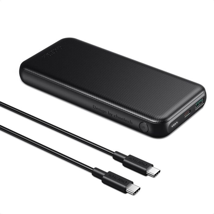 Choetech 10000mAh PD 18W + QC 18W Power Bank with 0.5m Type C to C Cable – Black – B627