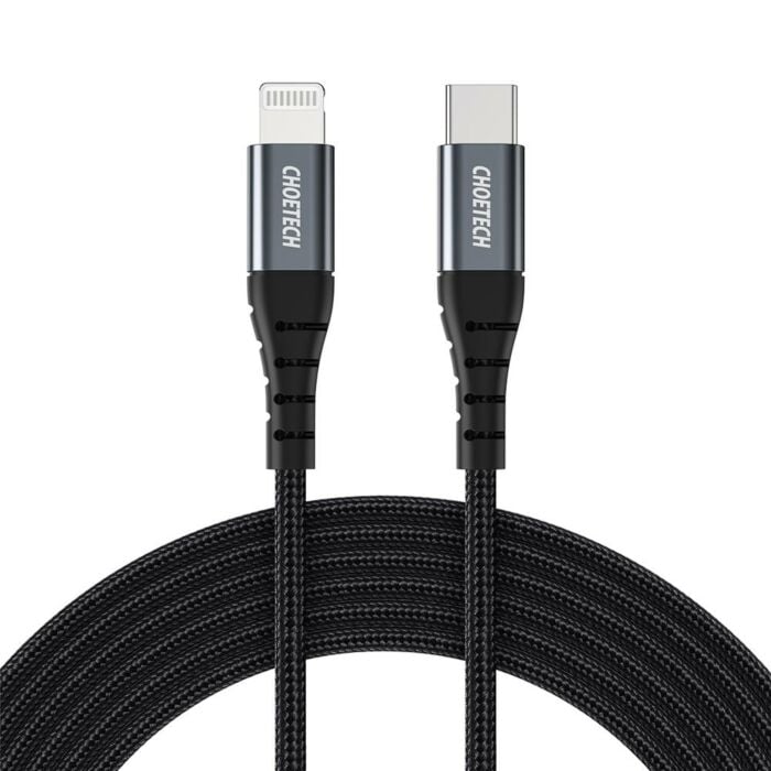 Choetech USB-C to Lightning Nylon Braided MFi Certified Cable (3m/9.8ft) – Black (IP0042)