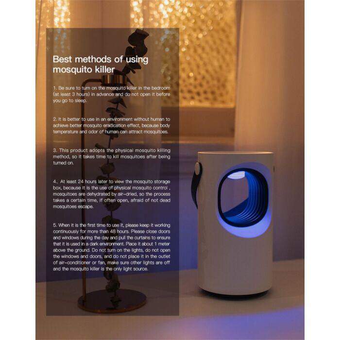 Baseus Purple Vortex LED & Silent USB Mosquito Killer Lamp - White