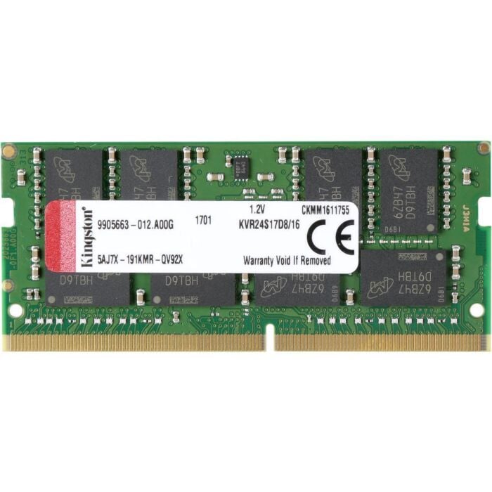 Kingston DDR4 16GB 2400MHz Non-ECC CL17 SODIMM 2 Rx8 Laptop Memory (KVR24S17D8/16)