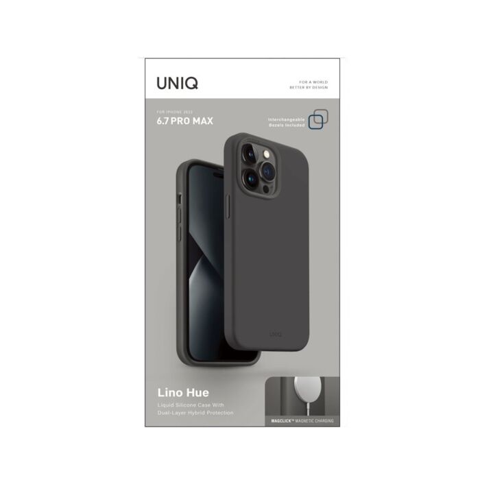 Uniq Lino Hue Compatible Case for iPhone 14 Pro Max (Charcoal Grey)