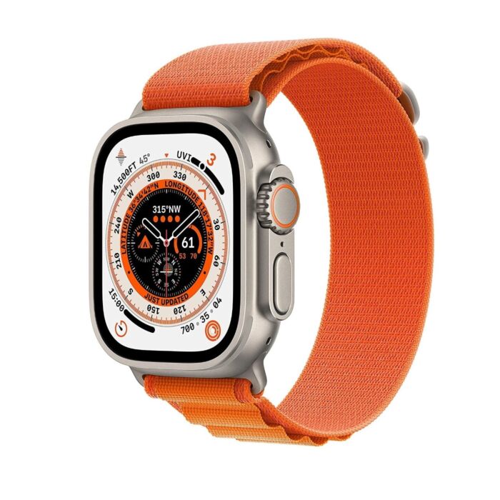 Apple Watch Ultra 49mm Titanium Case with Orange Alpine Loop (MQEV3) 