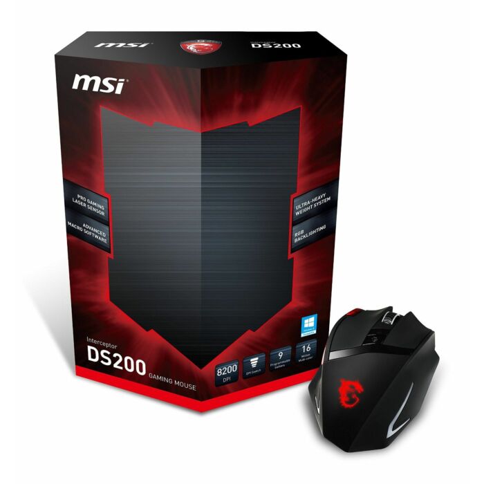 MSI Interceptor DS200 Gaming Mouse 1 X Wheel USB Wired Mouse 8200 DPI
