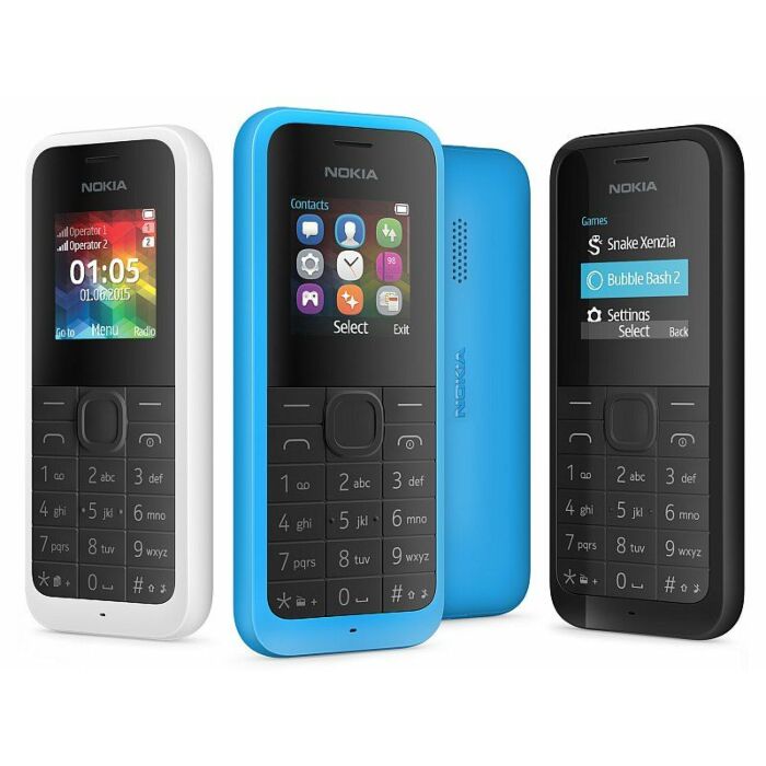 Nokia 105 Dual Sim 4MB F.M Radio Black/Cyan (Brand Warranty)