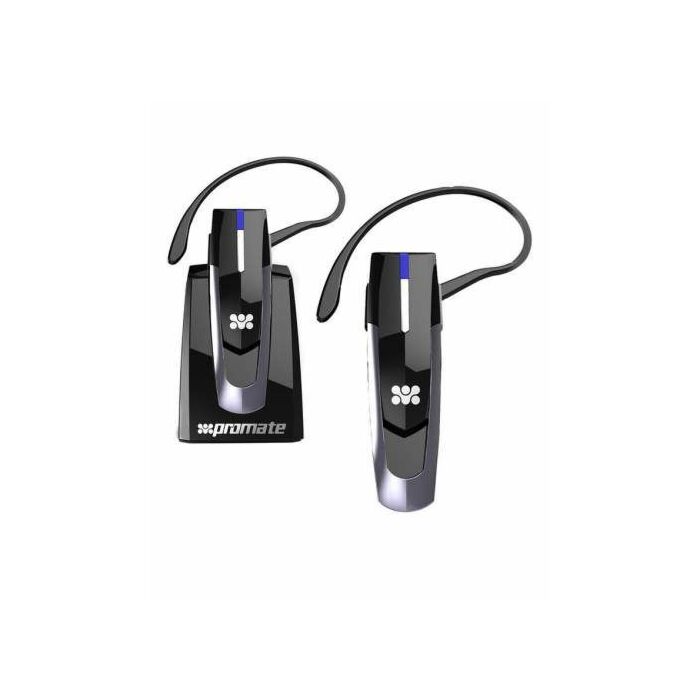 PROMATE Bluegear Multifunction Bluetooth Multipoint Headset with voice prompt Technology and Docking Charger Black/White (Brand Warranty)