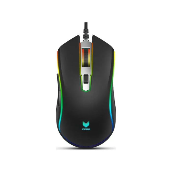 Rapoo V25S RGB 7 Programmable Buttons 7000 DPI Wired Gaming Mouse (Black, NEW)