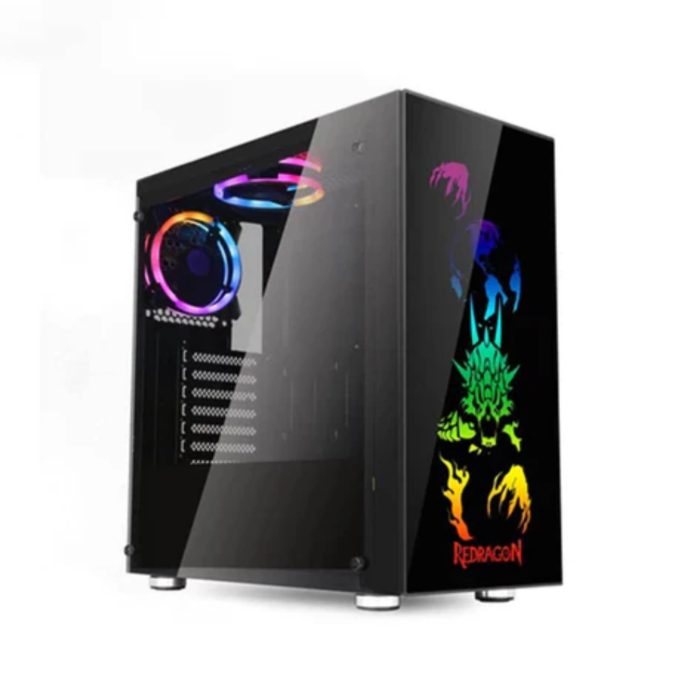 Redragon Steeljaw GC608 Pro Tempered Glass RGB Gaming PC Case (White, NEW)