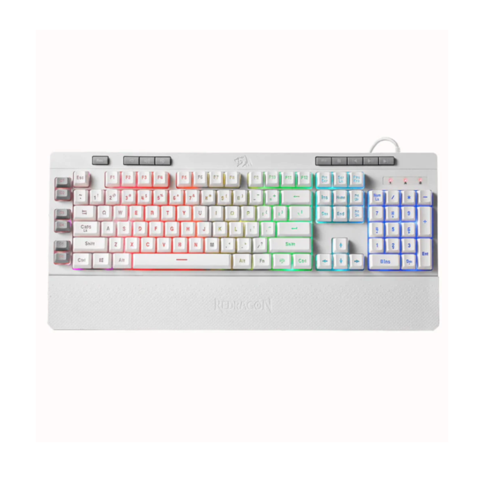 Redragon K512W Shiva 6 On-Board Macro Keys RGB Backlit Membrane Gaming Keyboard (White, NEW)