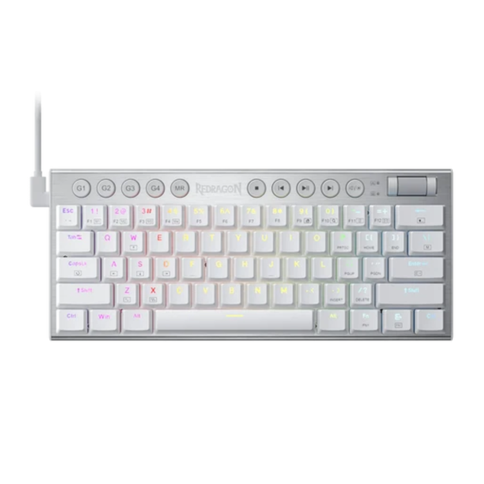Redragon K632W Horus RGB (Wired, Wireless 2.4G, Bluetooth) Triple Mode 60% Layout Keyboard (White, NEW)