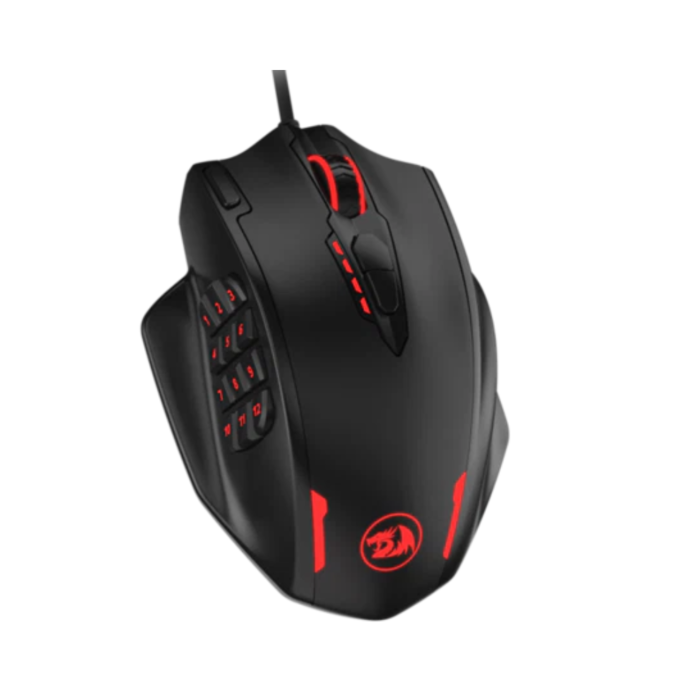Redragon M908 Impact 12400 DPI 18 Buttons RGB Wired Gaming Mouse (Black, NEW)
