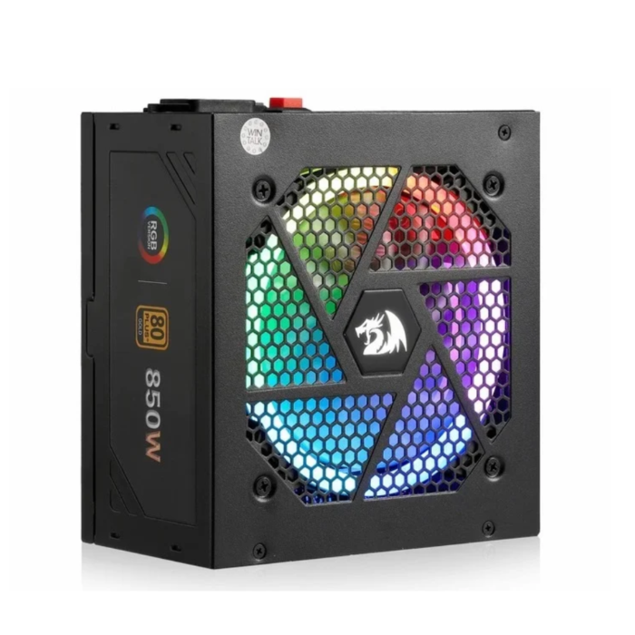 Redragon PS007 850W 80 Plus Gold Full Modular RGB Gaming PC Power Supply (Black, NEW)