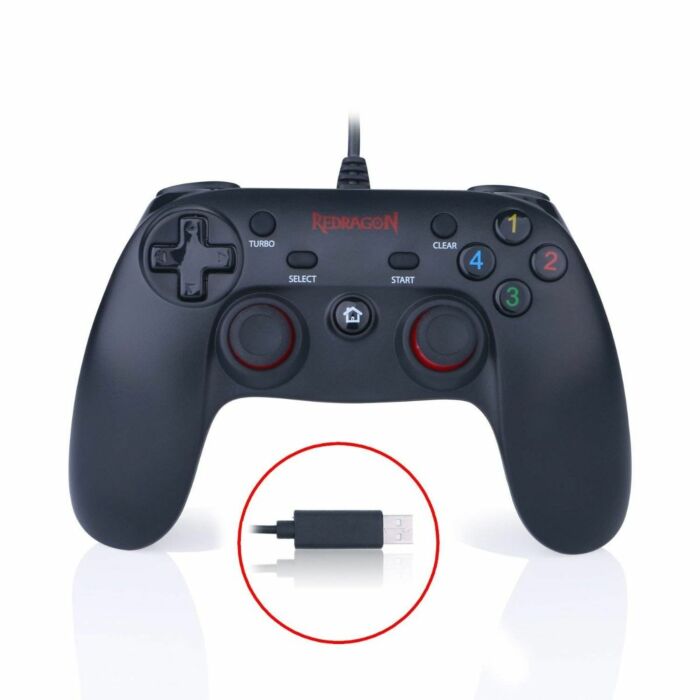 Redragon G807 SATURN Wired Controller with 12 Buttons + 2 Analogue Joysticks, 6ft USB Cable, Vibration Enabled for PC & Laptop