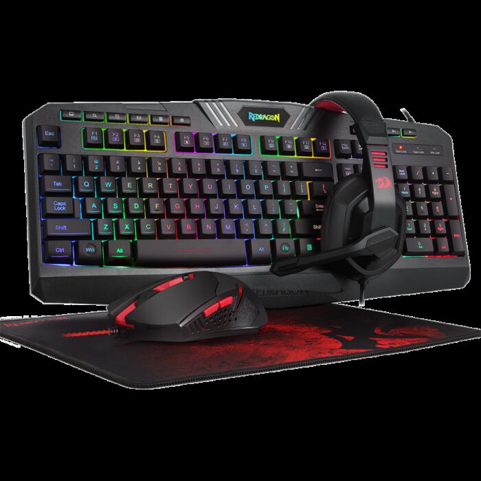 Redragon S101 (4 in 1) Wired RGB Backlit Gaming Keyboard, Mouse, Gaming Mouse Pad, Gaming Headset
