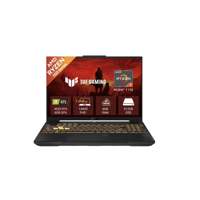 Asus TUF A16 FA607NUQ Gaming Laptop - AMD Ryzen 7 170 8-Core Processor 8-GB 512-GB SSD 6-GB NVIDIA GeForce RTX 4050 GDDR6 16" WUXGA 1200p 144Hz G-Sync Display Dolby Atmos 1-Zone RGB Backlit KB TPM (Mecha Gray, 2 Years ASUS Direct Local Warranty, NEW)