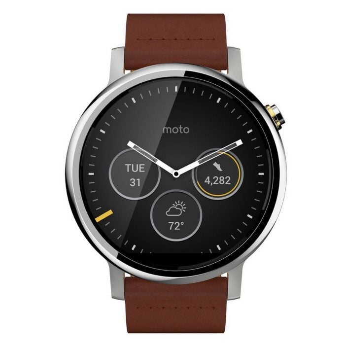 Moto 360 Men's 2nd Gen SmartWatch 46mm Silver with Leather Band