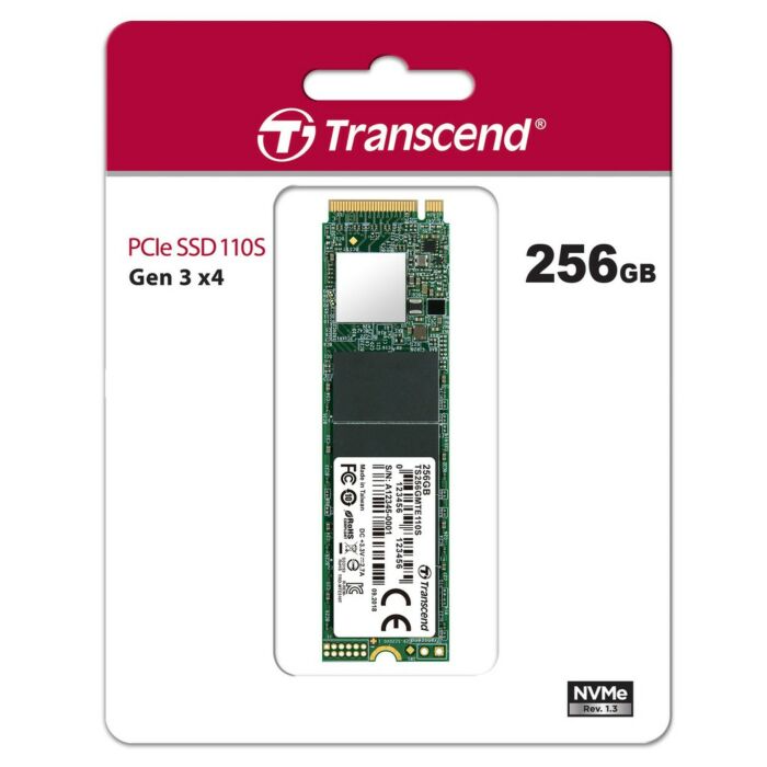 Transcend 256GB PCIe 110S Gen 3 x 4 NVME Single Cut Solid State Drive