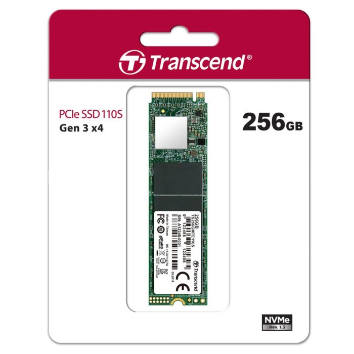 Transcend 256GB PCIe 110S Gen 3 x 4 NVME Single Cut Solid State Drive