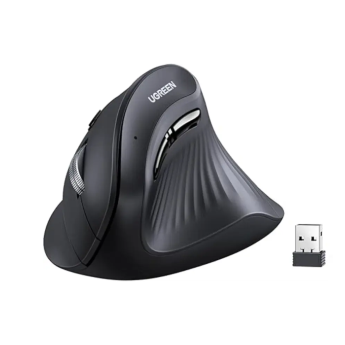 UGREEN 25444 Dual-Mode Vertical Wireless Mouse (Black, NEW)