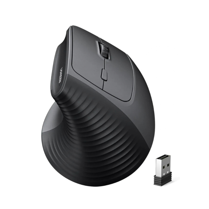 UGREEN 65042 Vertical Ergonomic 2.4GHz and Bluetooth Dual-Mode Wireless Mouse (Black, NEW)