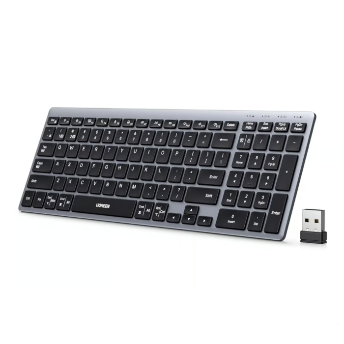 UGREEN 75163 Slim Silent Wireless 99-Key Compact Portable Keyboard (Grey, NEW)