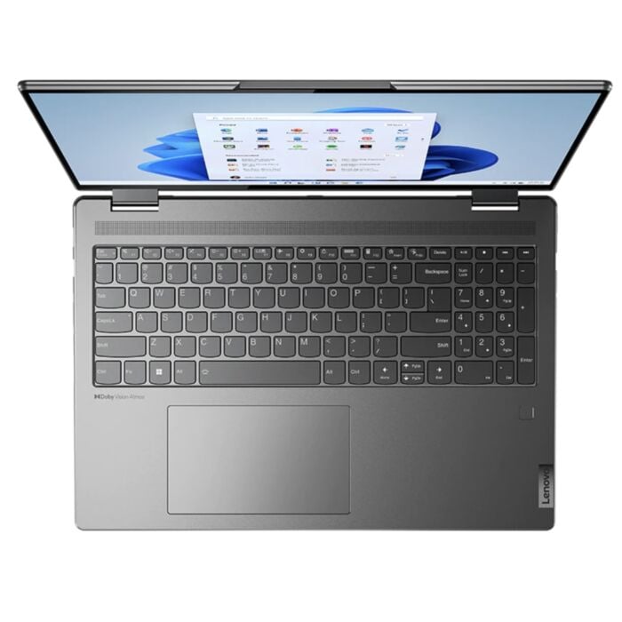 Lenovo Yoga 7 16 - Raptor Lake - 13th Gen Core i7 1355u Processor 16-GB 512GB to 1-TB SSD Intel Iris Xe Graphics 16" WUXGA IPS 300nits DolbyVision Glass Touchscreen Convertible Display DolbyAtmos Sound Backlit KB FP Reader W11 (Storm Grey, NEW)