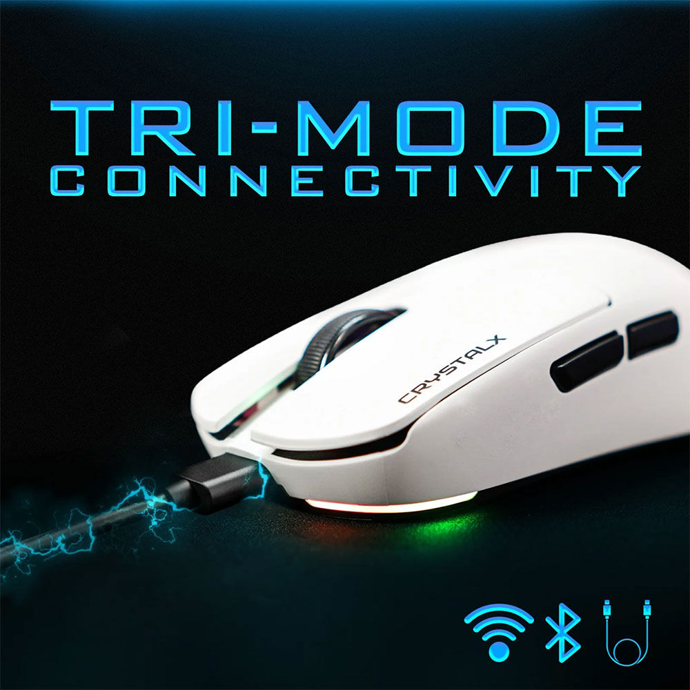 CrystalX Frost X20 White Tri-Mode Gaming Mouse NEW