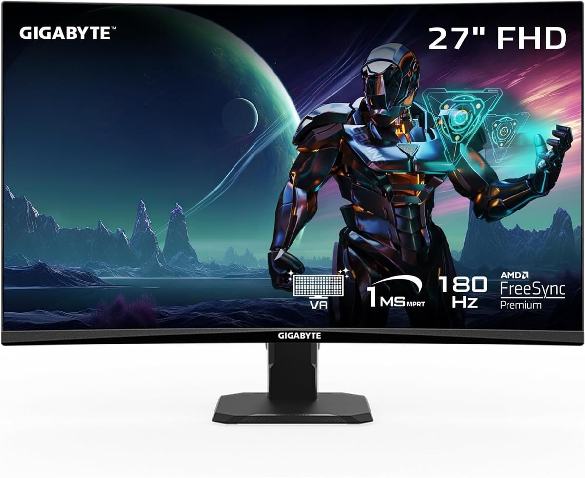 Gigabyte GS27FC 27-Inch FHD 1080p 180Hz VA Panel Curved Gaming Monitor (Black)