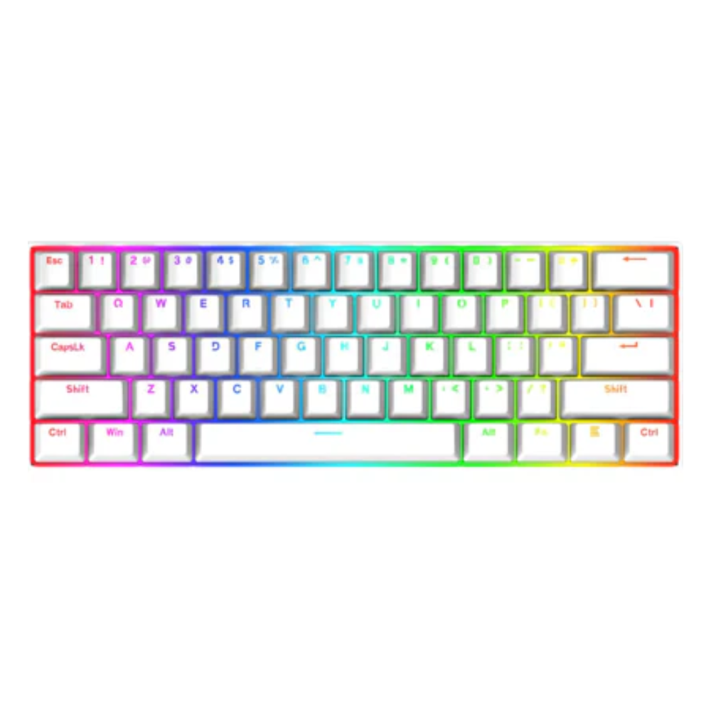 Redragon K630W Dragonborn 61 Keys RGB Wired Mechanical Gaming Keyboard (White, NEW)
