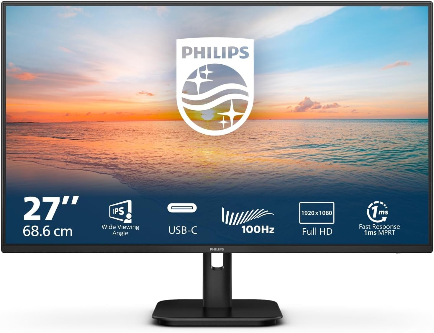 PHILIPS 27E1N1300A 27-Inch Full HD 1080p 100Hz IPS Panel Flicker Free Monitor (Black)